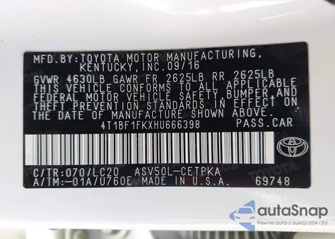 2017 Toyota Camry Xse из США, поврежденный, VIN 4T1BF1FKXHU666398